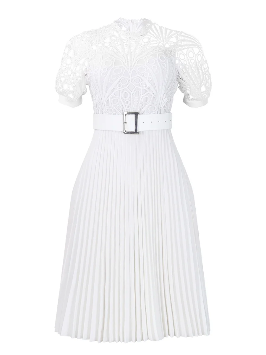 Short Sleeve Trim Lace Belts Mini&Short Dresses - Image 22