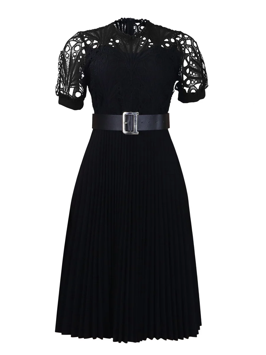 Short Sleeve Trim Lace Belts Mini&Short Dresses - Image 27