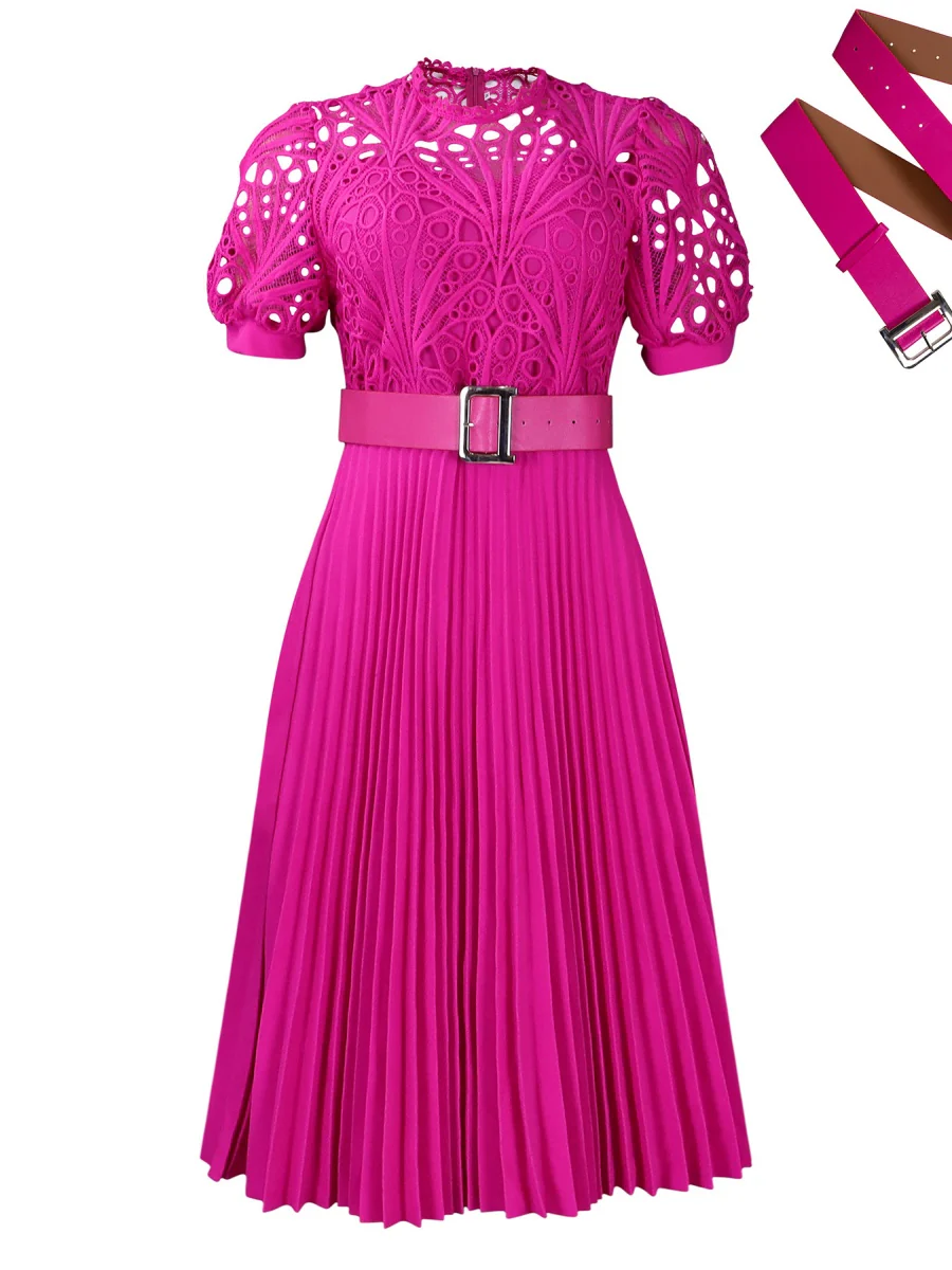 Short Sleeve Trim Lace Belts Mini&Short Dresses - Image 6