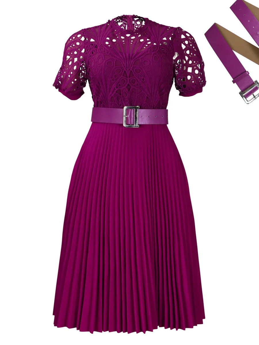 Short Sleeve Trim Lace Belts Mini&Short Dresses - Image 7