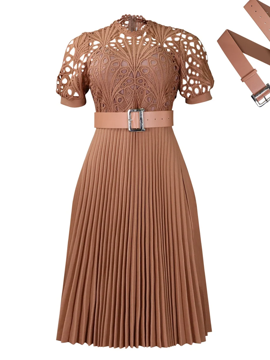 Short Sleeve Trim Lace Belts Mini&Short Dresses - Image 8