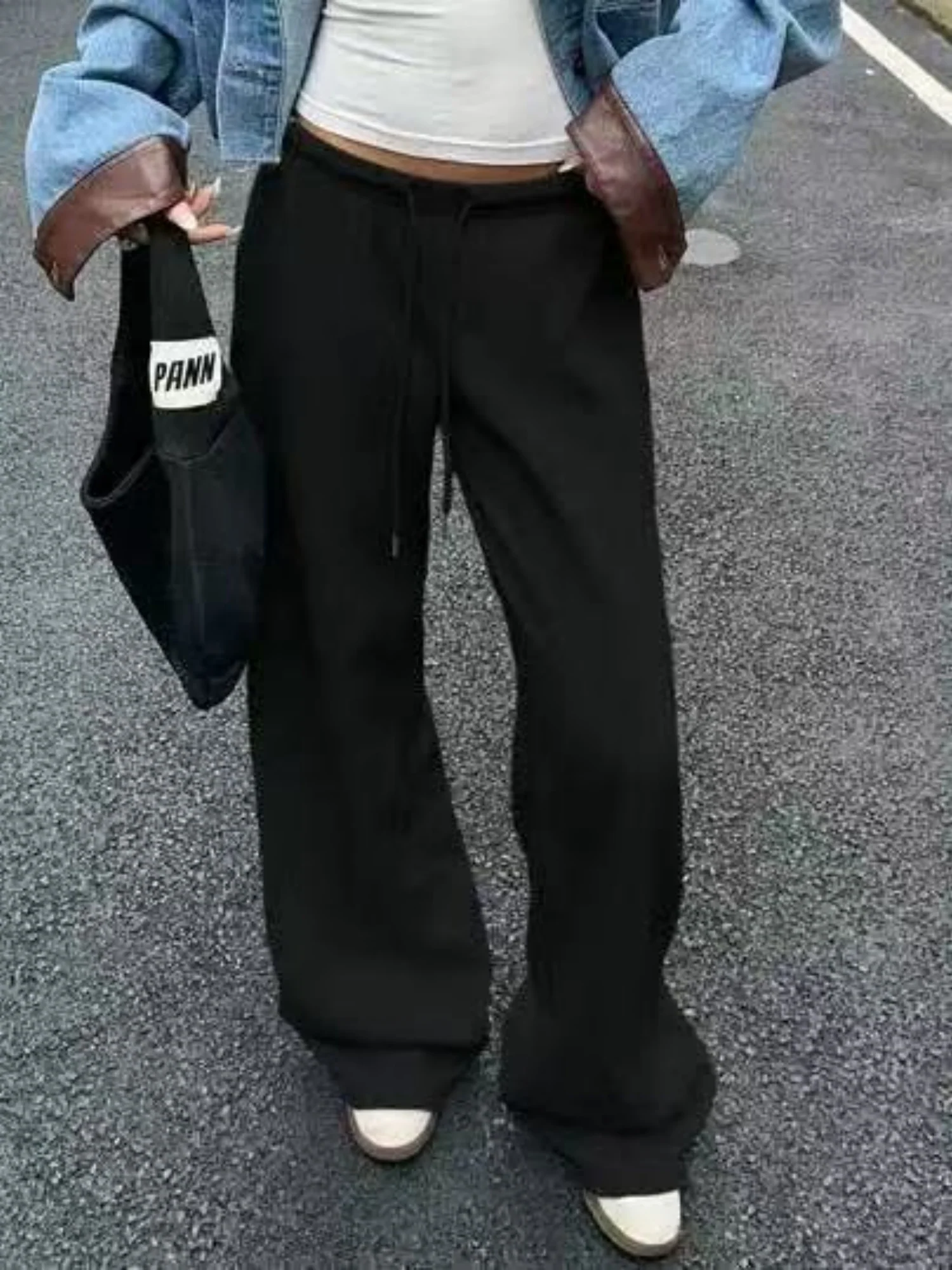 Drawstring Relaxed Exercise Mid-low Waist Sweatpants - Image 7