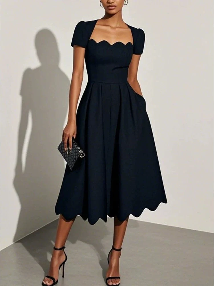 Floral Print Square Neck Midi Dress - Image 3