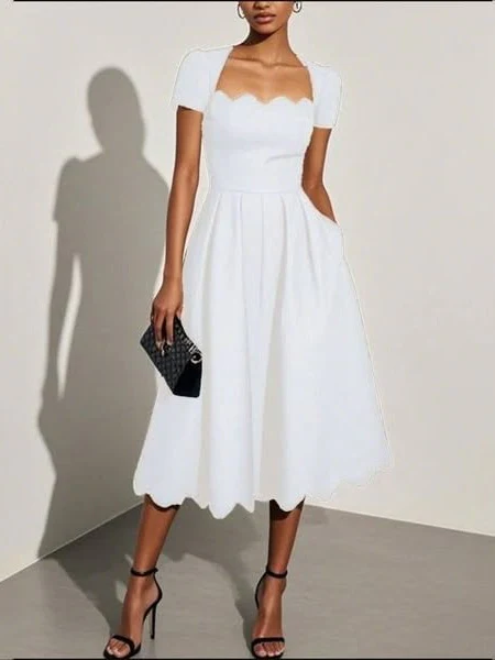 Floral Print Square Neck Midi Dress - Image 5