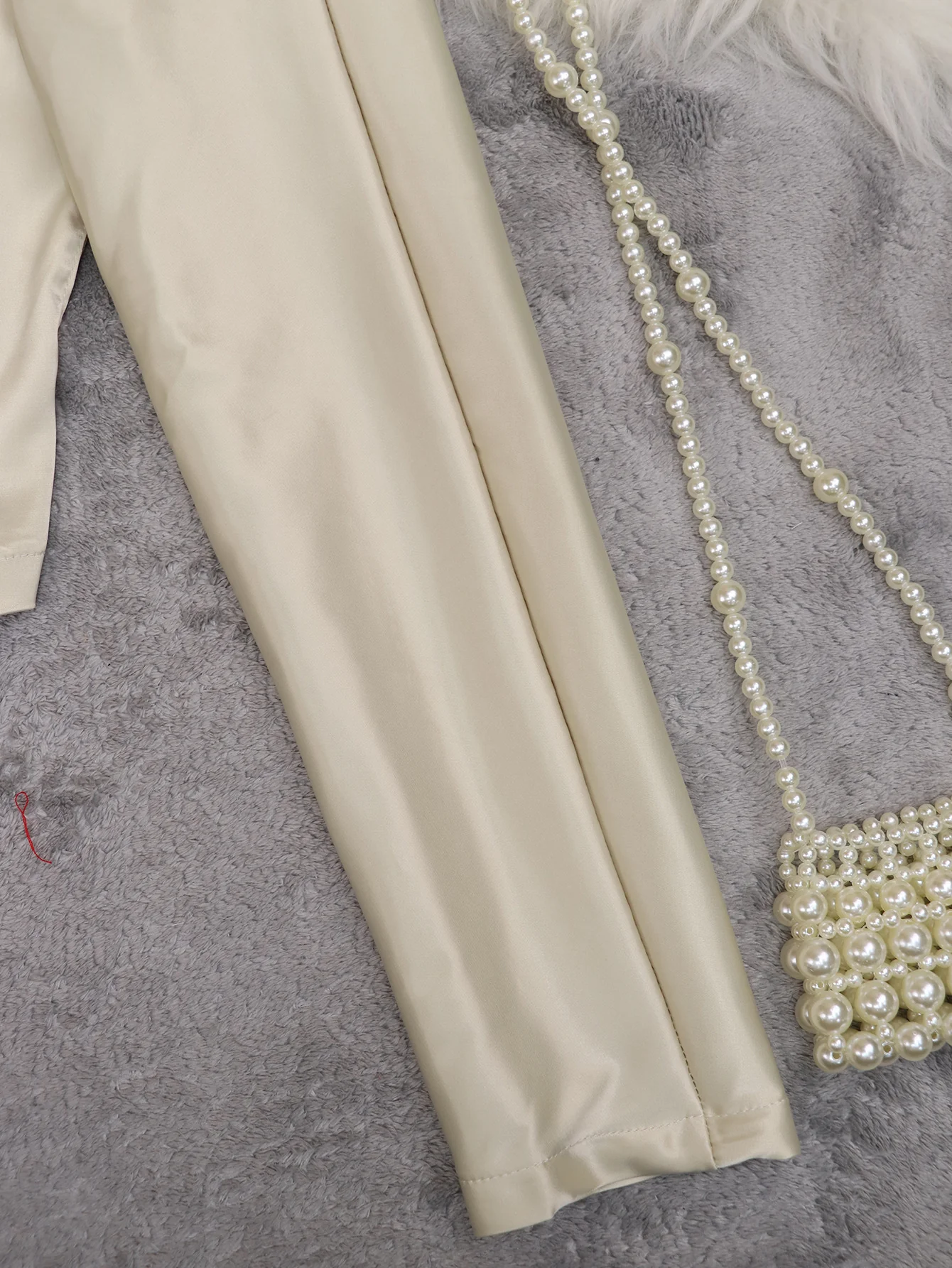 V-neck Long Sleeve Side Straps Silk Chiffon Blouse - Image 15
