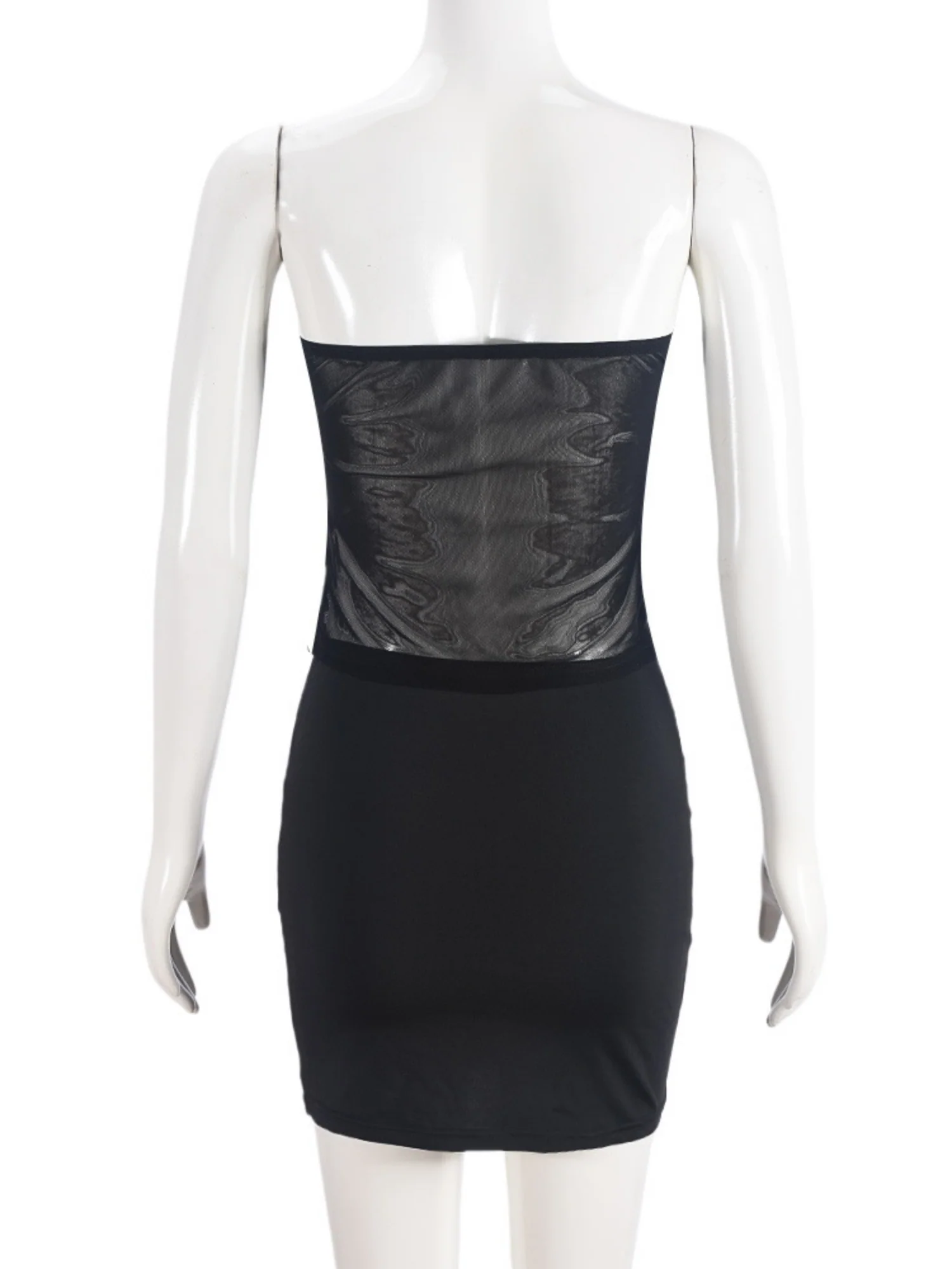 Mesh See-through Bow Strapless Mini Skirt 2-piece Sets - Image 4