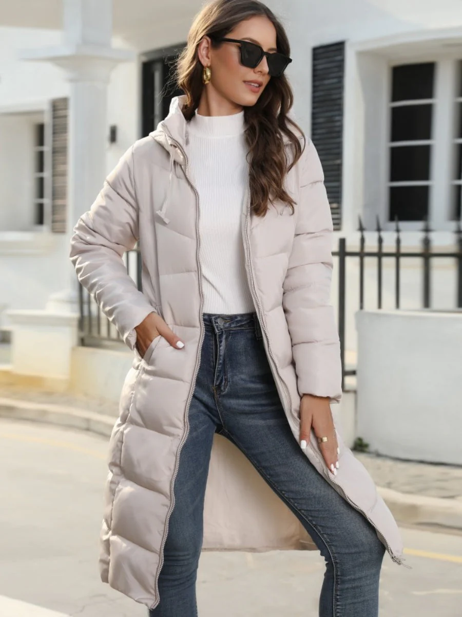 Long Parka-style Hooded Design Pocket Casual Cotton-padded Jackets/down Jackets - Image 3
