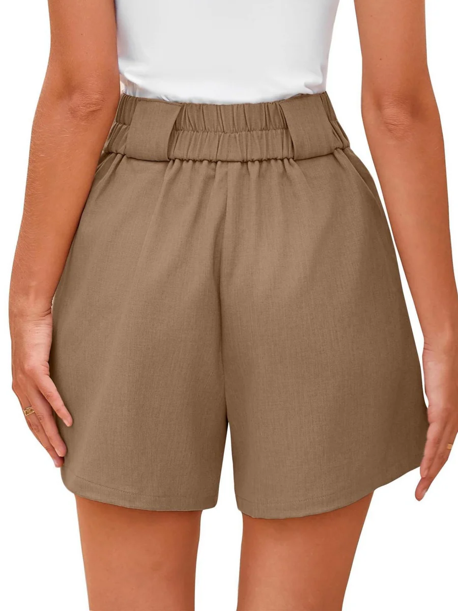 High-waisted Solid Color Comfortable Shorts With Pockets - Image 13