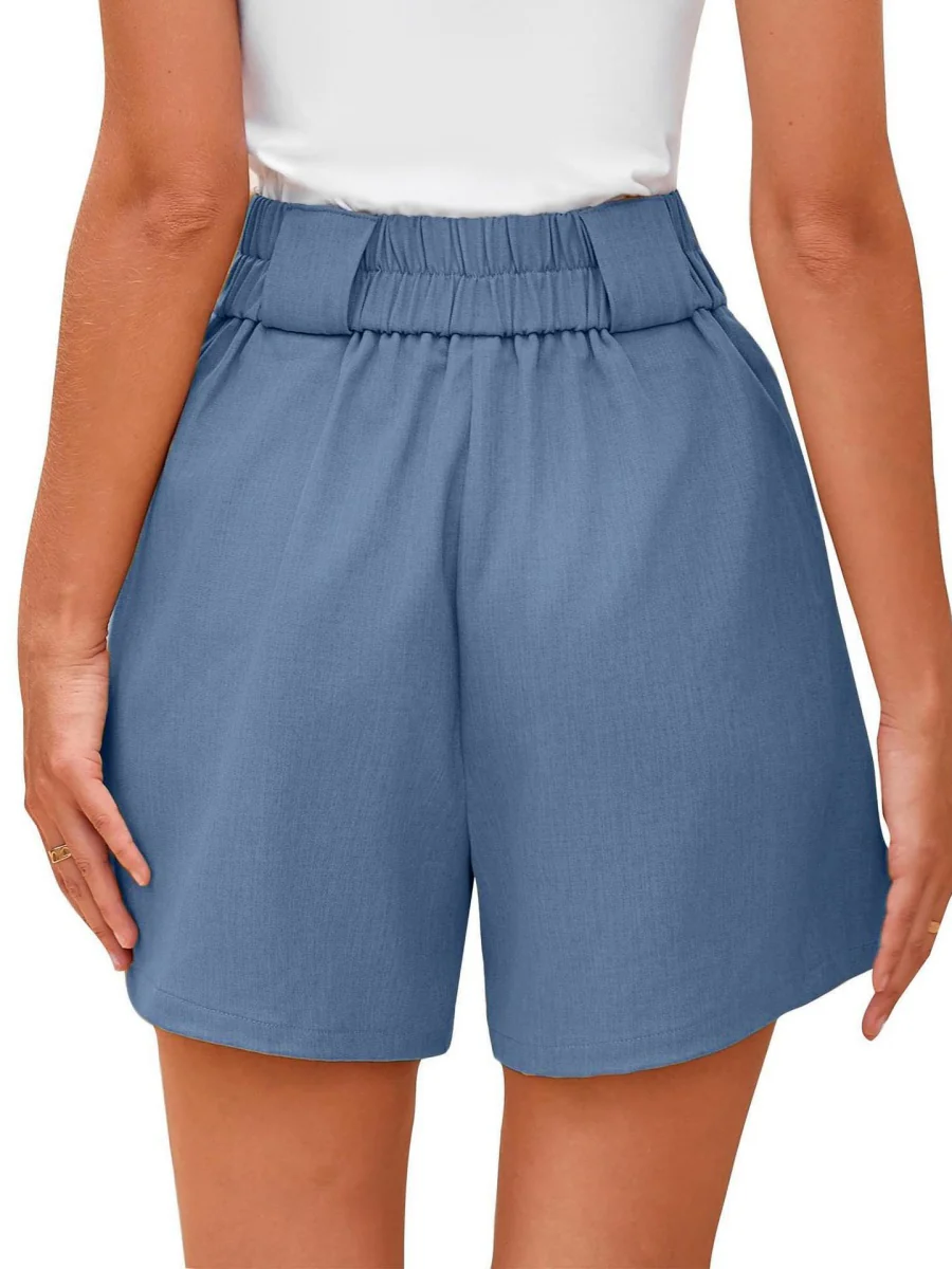 High-waisted Solid Color Comfortable Shorts With Pockets - Image 23