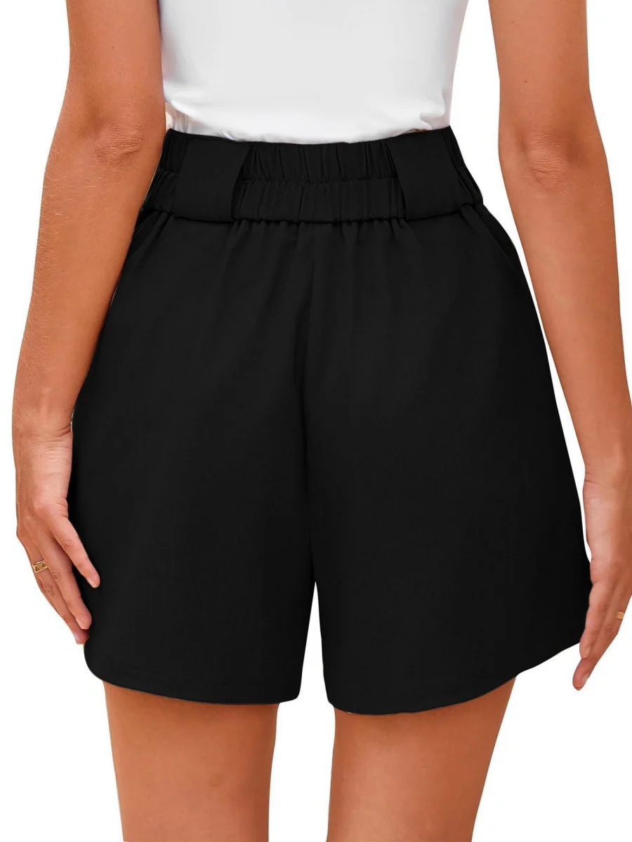High-waisted Solid Color Comfortable Shorts With Pockets - Image 8