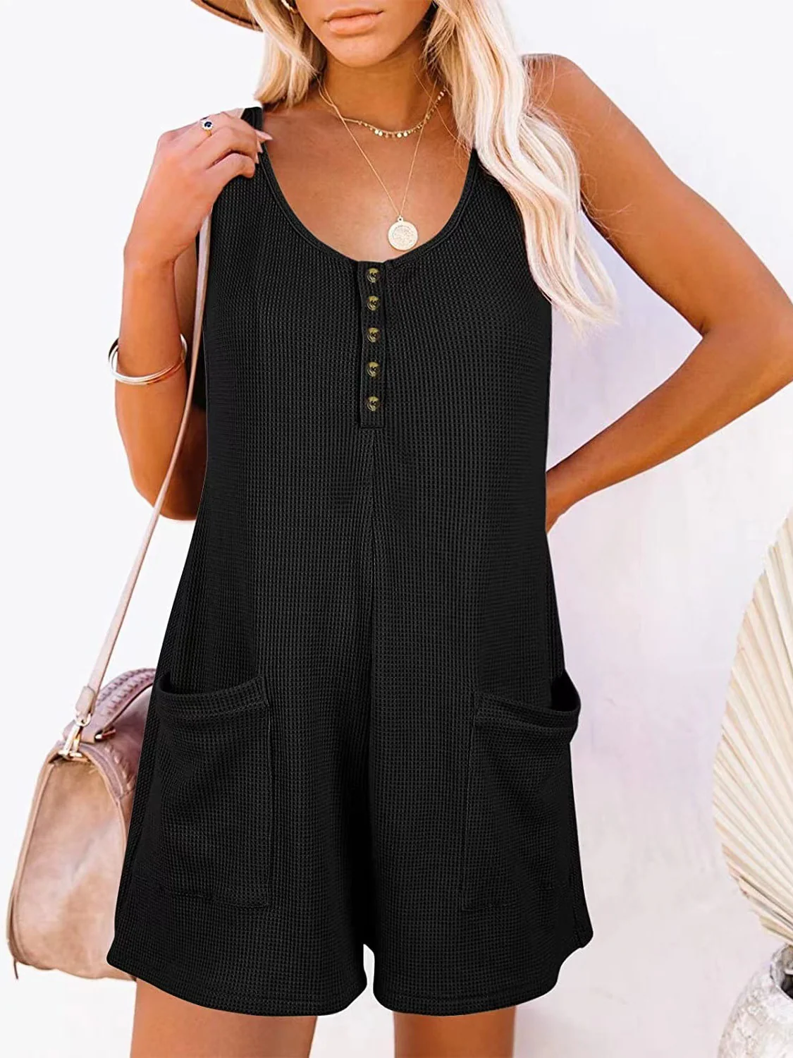 Casual Button-down Pocket Vest Jumpsuit - Image 6