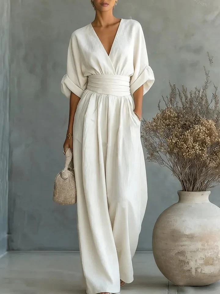 Waist-cinching V-neck Elegant Women's Jumpsuit - Image 2