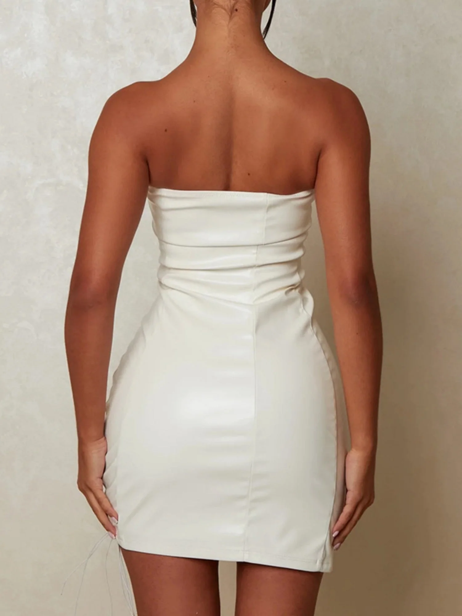 PU Leather Hollow Out Strapless Bra Waist-cinching, Hip-hugging, Bust-shaping Party Mini&Short Dresses - Image 7