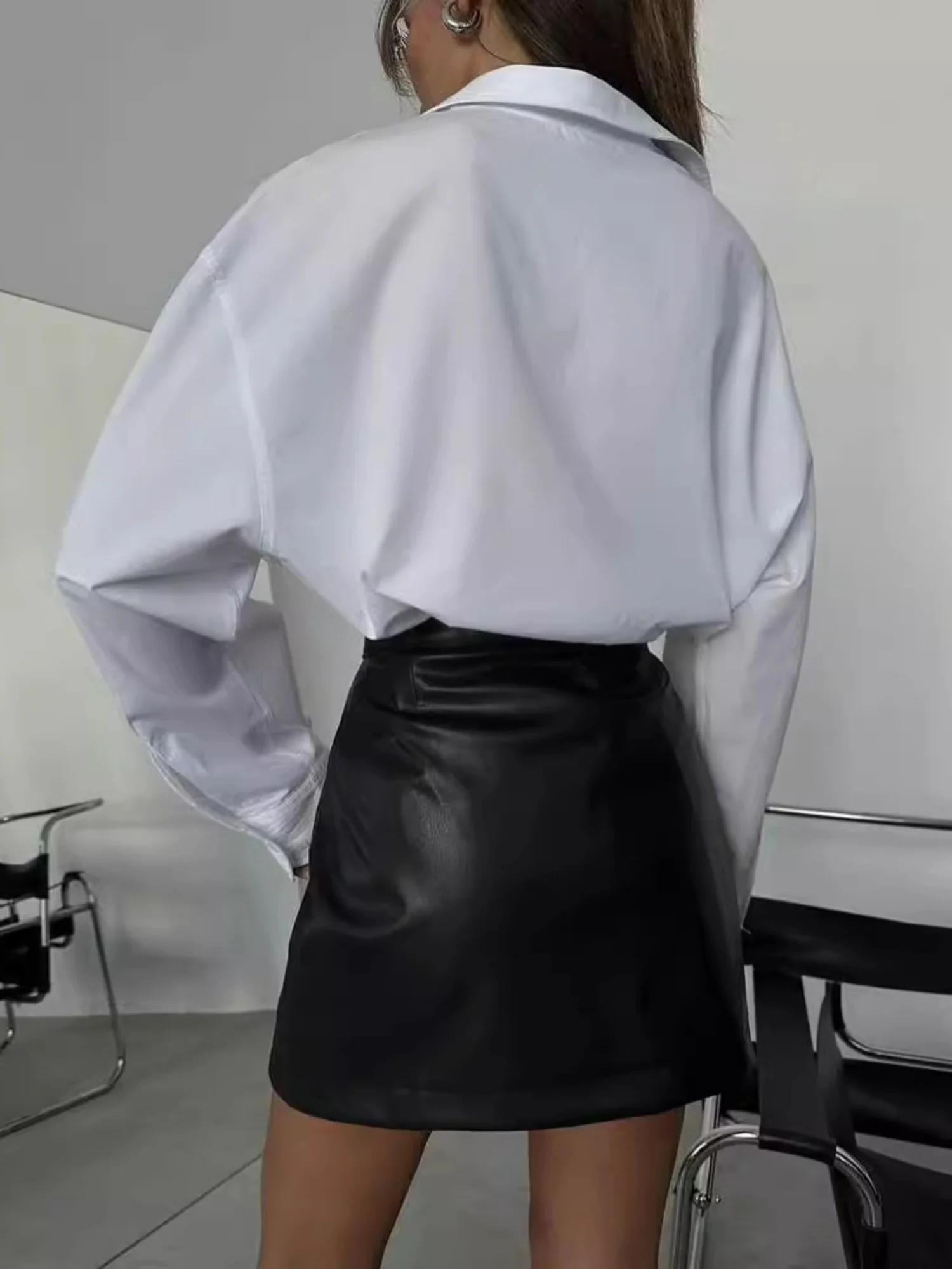 PU Leather Double Zipper High-waisted Hip-hugging Short Skirt Skirts - Image 3