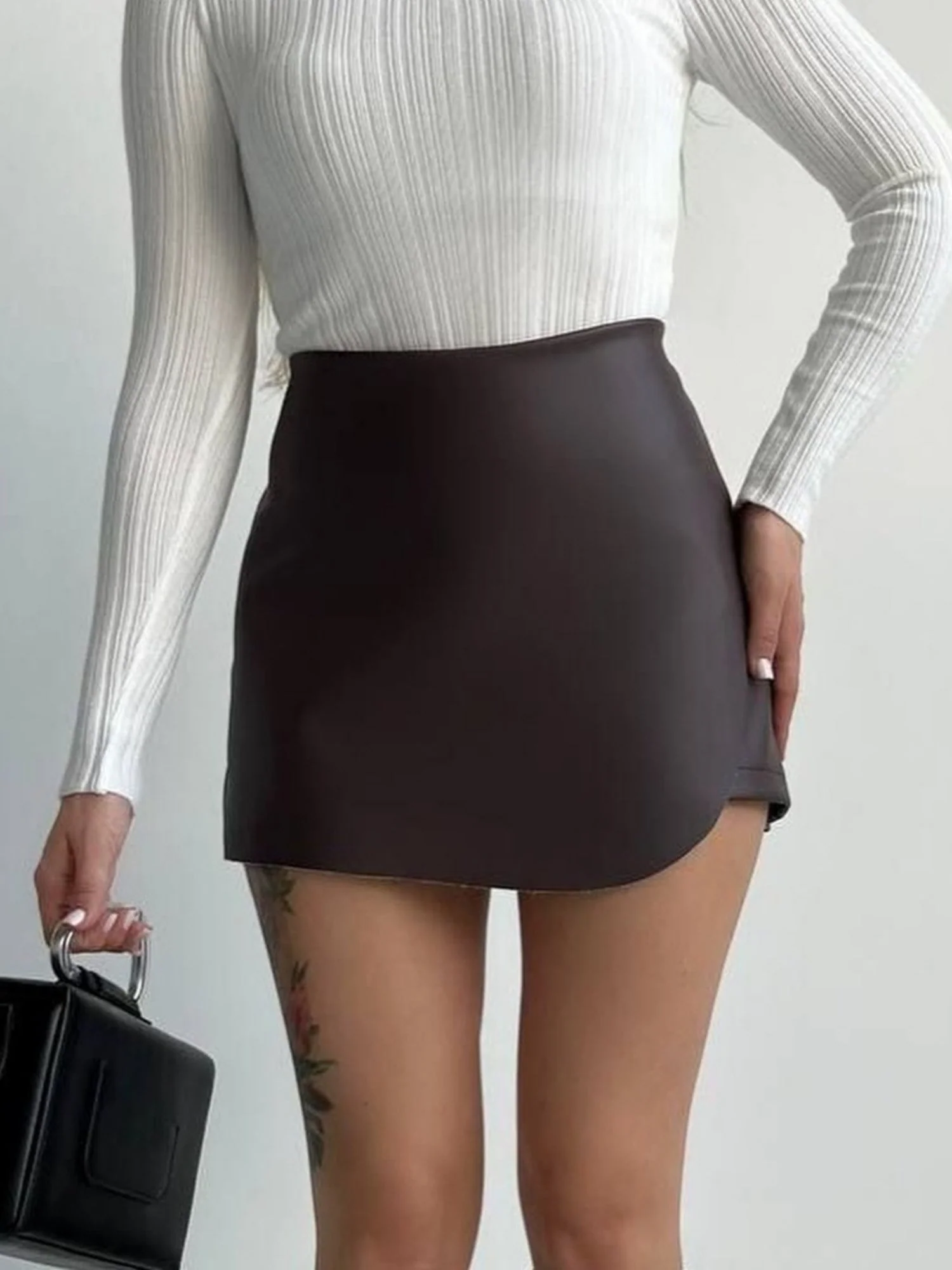 PU Leather High-waisted Hip-hugging Skirts And Pants - Image 5