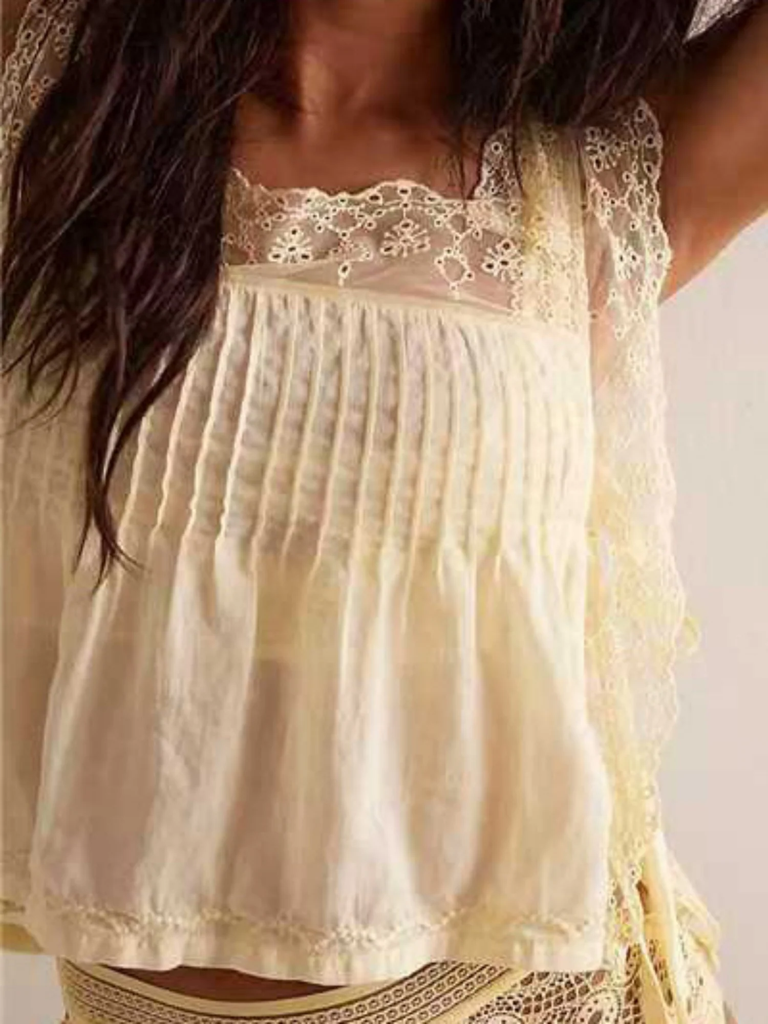 Lace Trim Square Neck Tie Tank Tops&Camis - Image 13