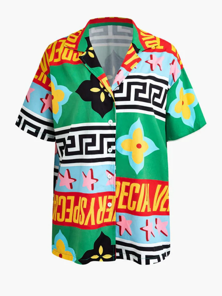 Printed Vacation Long-sleeved Shirt Pants Wide Leg Set 2-piece Sets - Image 19