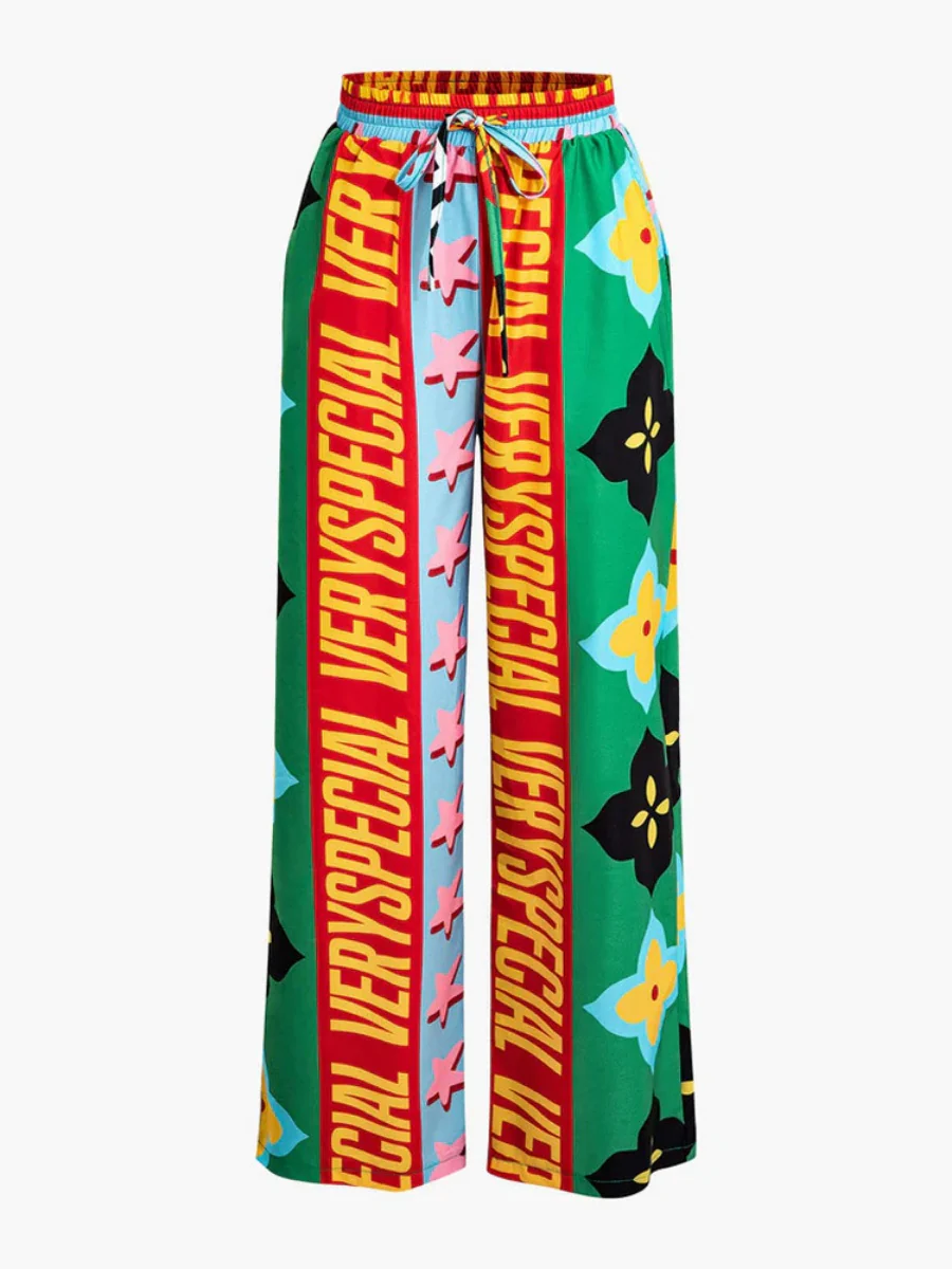 Printed Vacation Long-sleeved Shirt Pants Wide Leg Set 2-piece Sets - Image 21