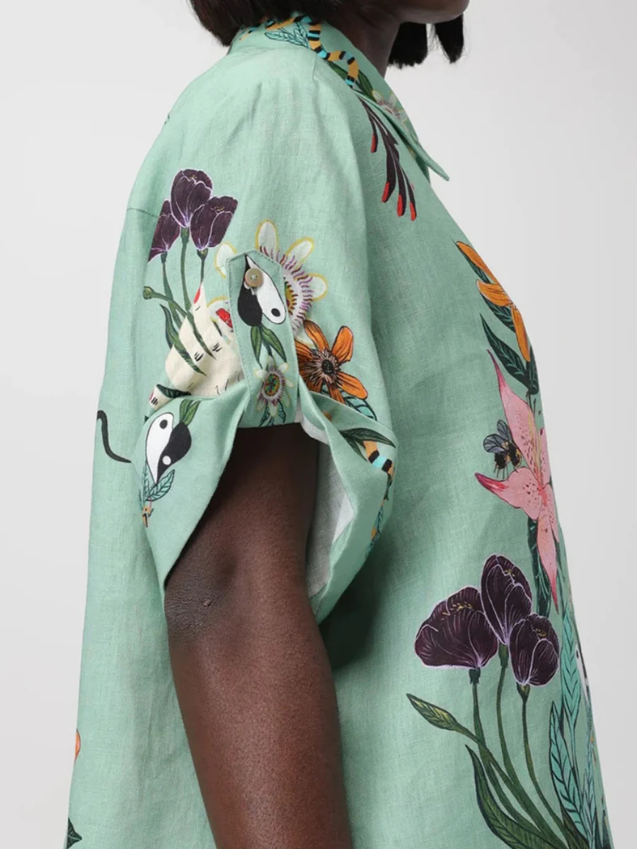 Printed Vacation Long-sleeved Shirt Shorts Set 2-piece Sets - Image 11