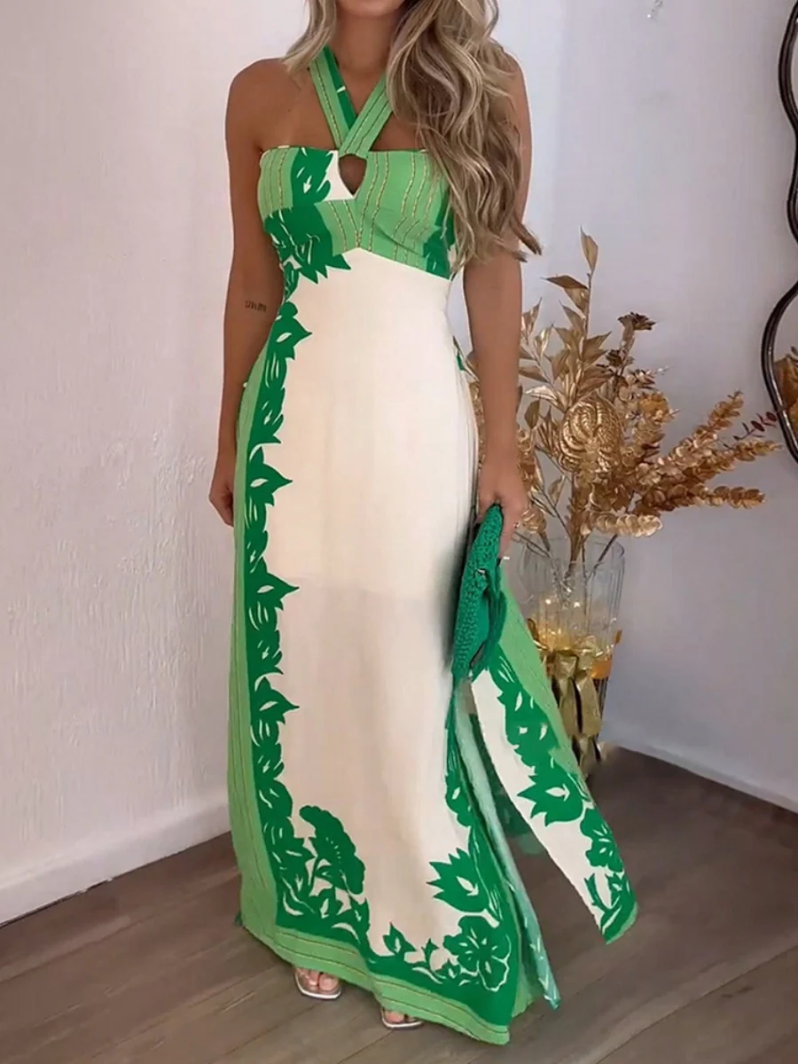 Printed Halter Vacation Parties Maxi Dresses - Image 2