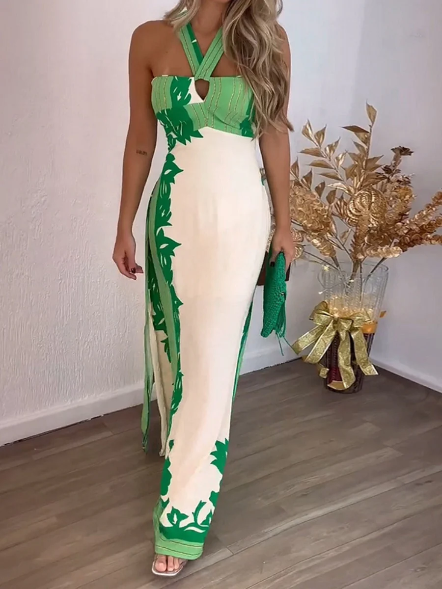 Printed Halter Vacation Parties Maxi Dresses - Image 3