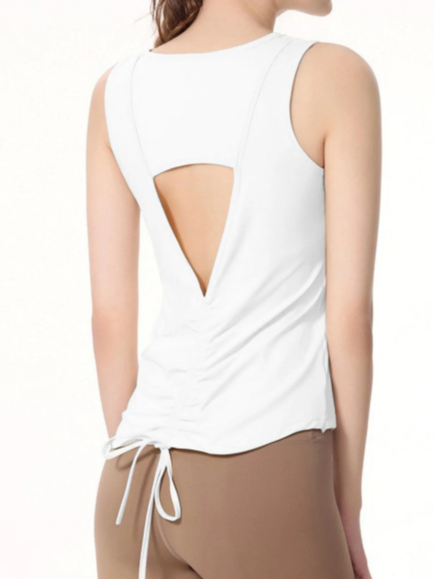 Quick-drying Cover-up Drawstring Open Back Sports Vest - Image 4