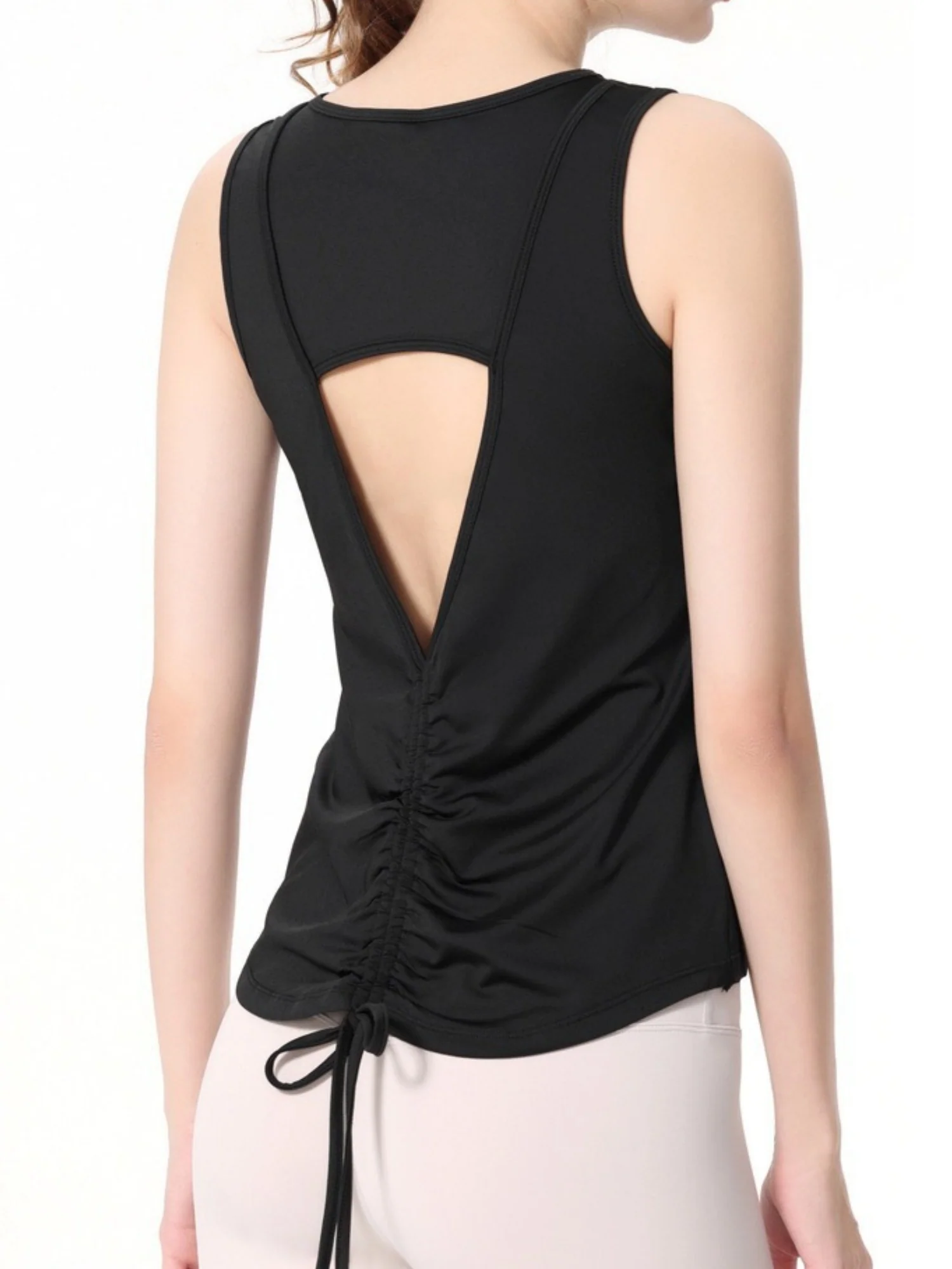 Quick-drying Cover-up Drawstring Open Back Sports Vest - Image 7