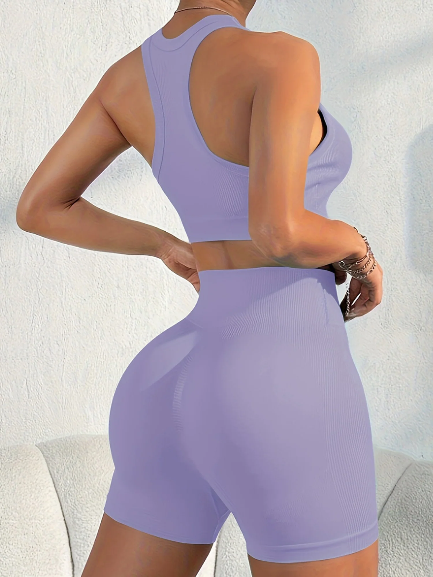 Cross-back Beauty Seamless Bra Hip-lifting Shorts Fitness Workout Set - Image 17