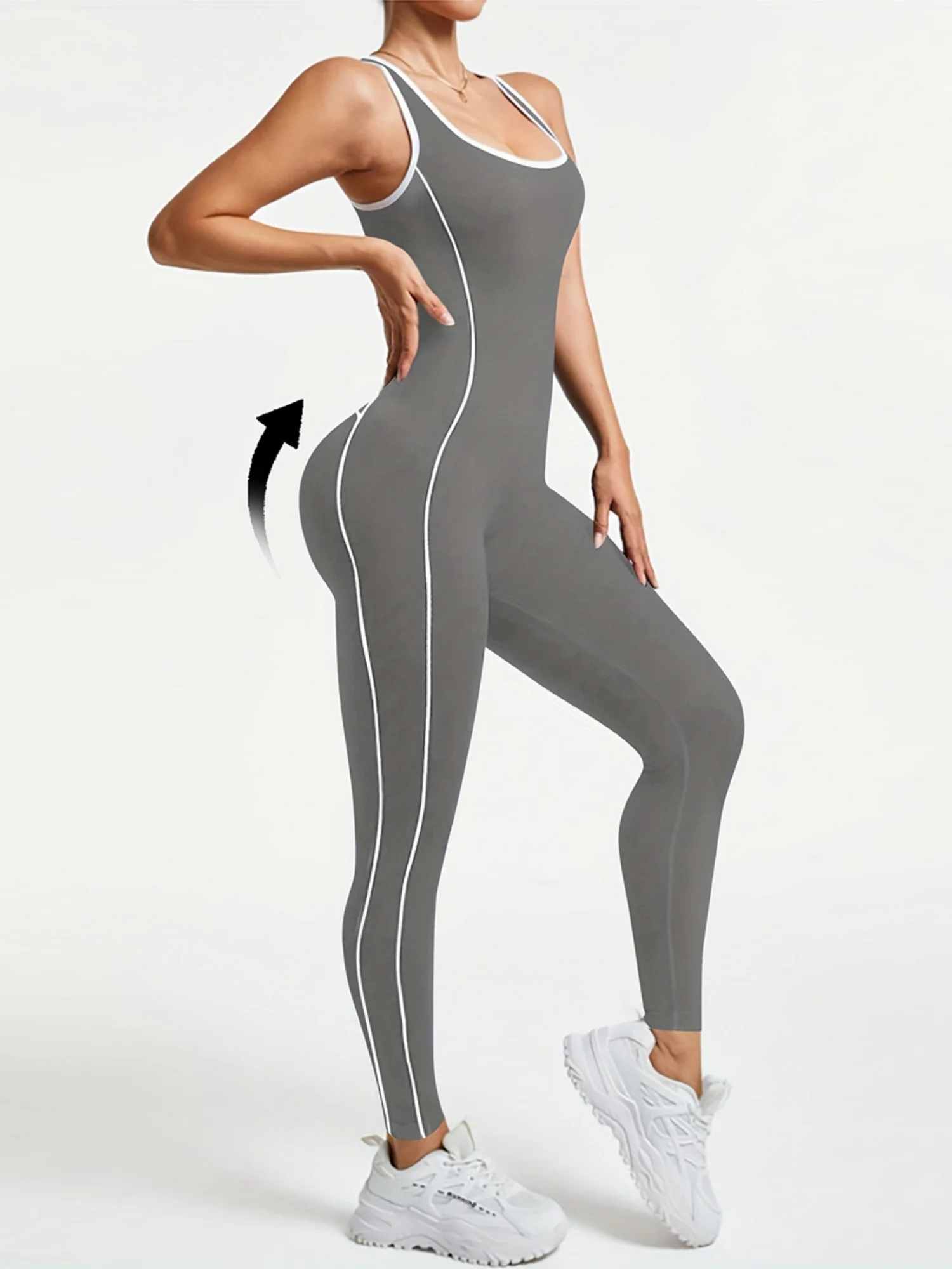 Color Matching Beautiful Back And Lifted Buttocks Exercise And Fitness Yoga Jumpsuits&Bodysuits - Image 4