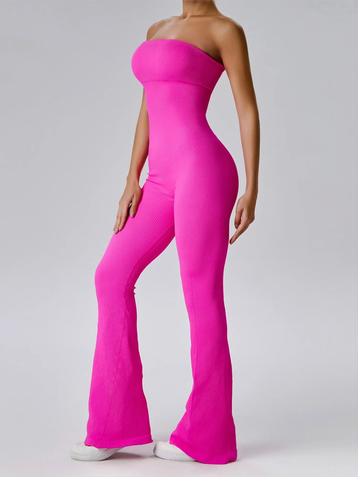 Seamless Thread Strapless Flared Pants Exercise Yoga Fitness Jumpsuits&Bodysuits - Image 4