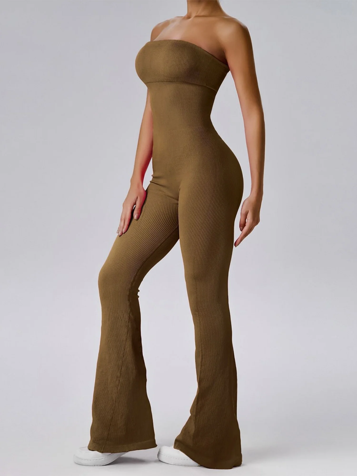 Seamless Thread Strapless Flared Pants Exercise Yoga Fitness Jumpsuits&Bodysuits - Image 8