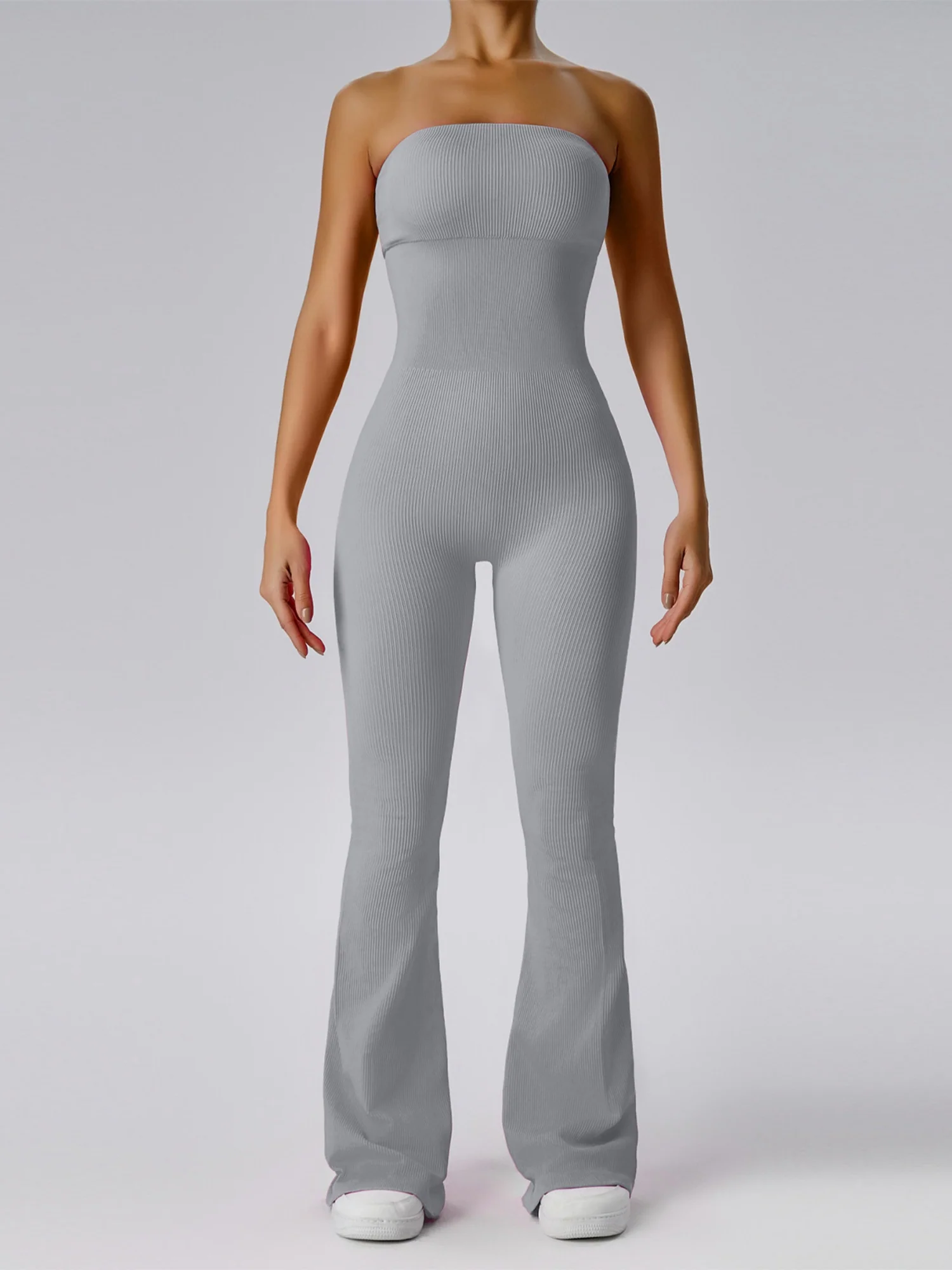 Seamless Thread Strapless Flared Pants Exercise Yoga Fitness Jumpsuits&Bodysuits - Image 9