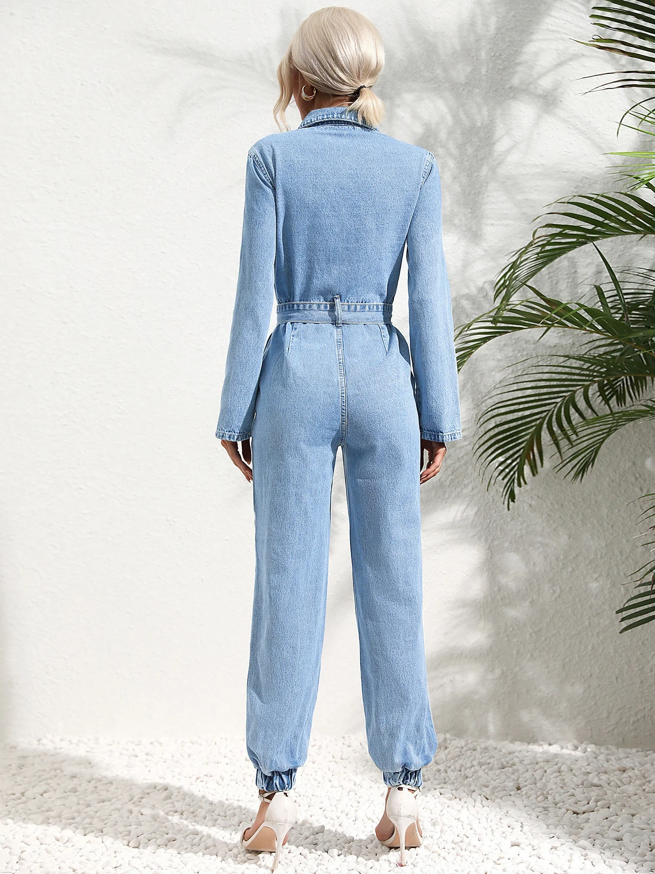 Button-up Slim-fit Jumpsuit Jeans - Image 10
