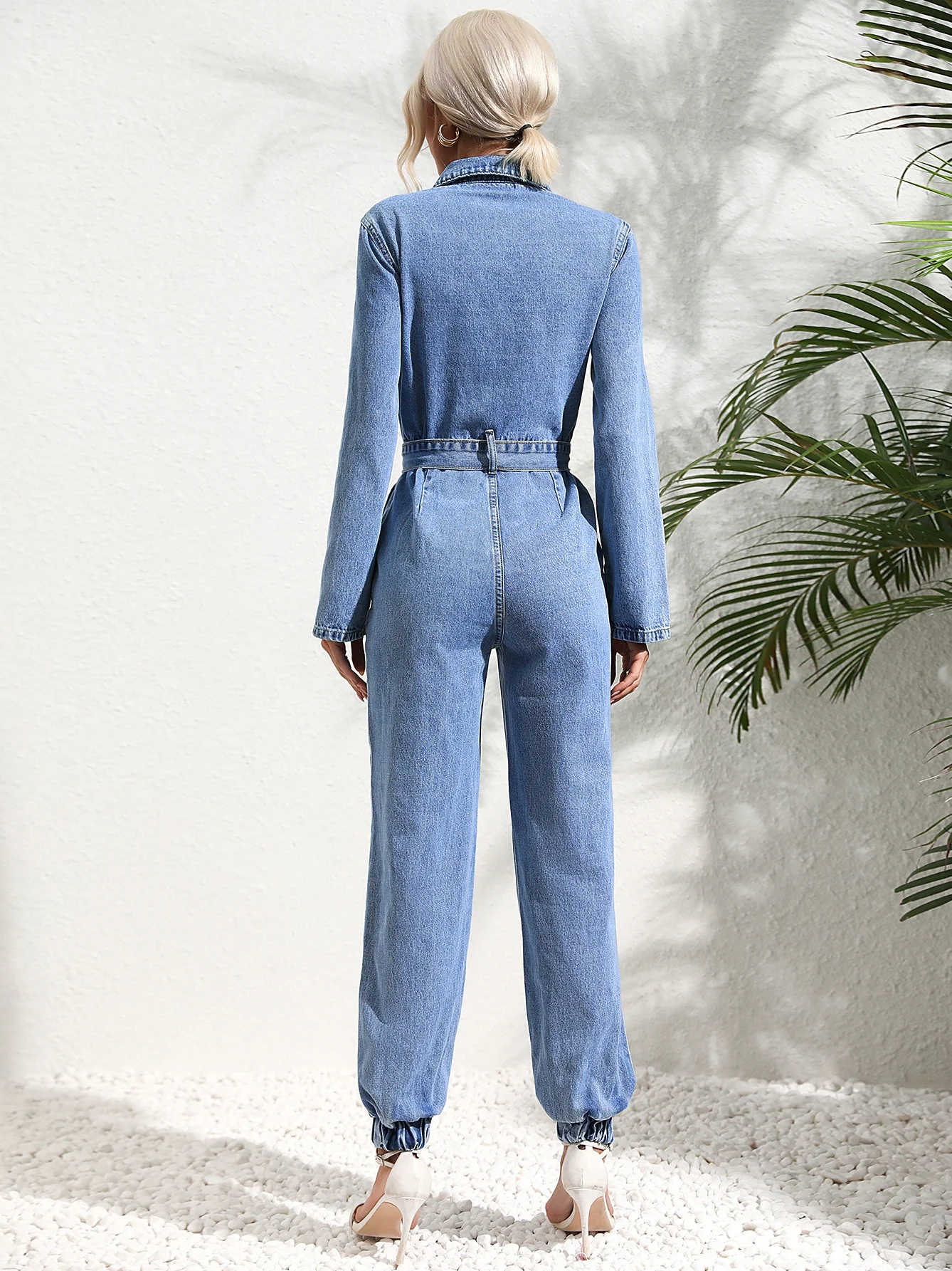 Button-up Slim-fit Jumpsuit Jeans - Image 2