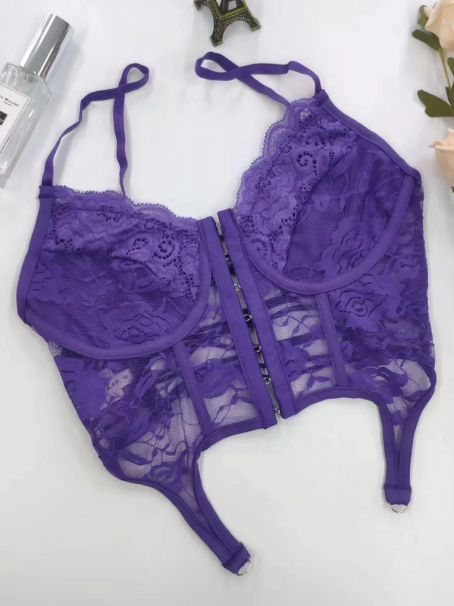 Lace See-through Backless Cross Straps Bra Irregular Tank Tops&Camis - Image 10