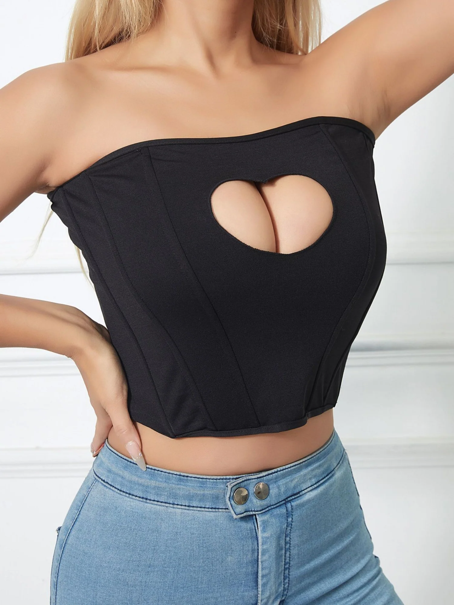 Heart-shaped Cutout Waist Trainer Strapless Vest - Image 5