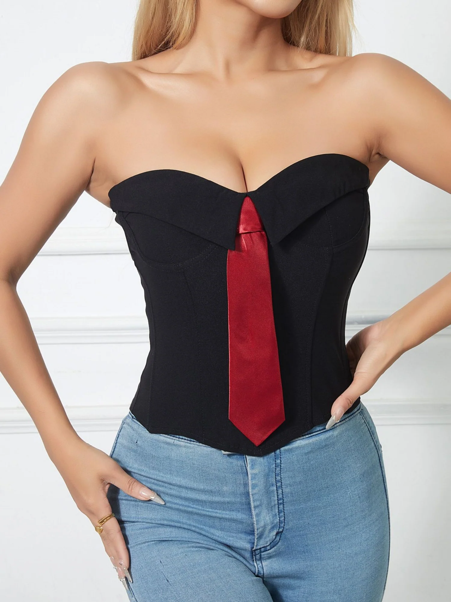 Tie Cuff Fishbone Chest Wrap Slim Waist And Sexy Tank Tops&Camis - Image 6