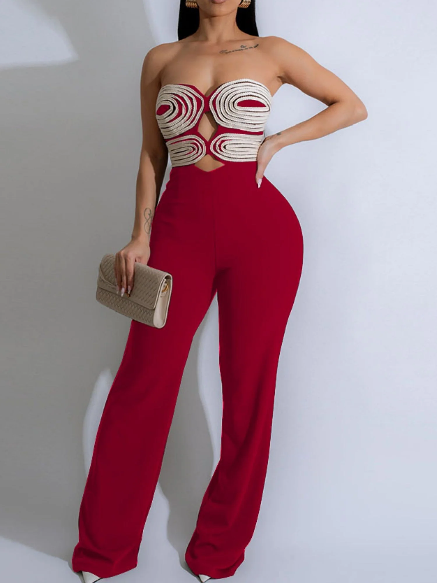 Handwoven Ribbon Strapless Backless Jumpsuits - Image 6