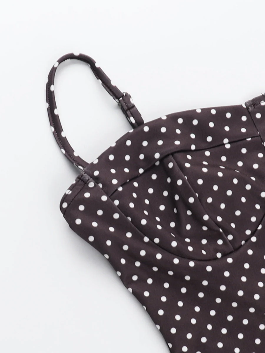 Polka Dot Print Camisole Sexy Backless A-pendulum Short Dress For Cocktail Party - Image 6