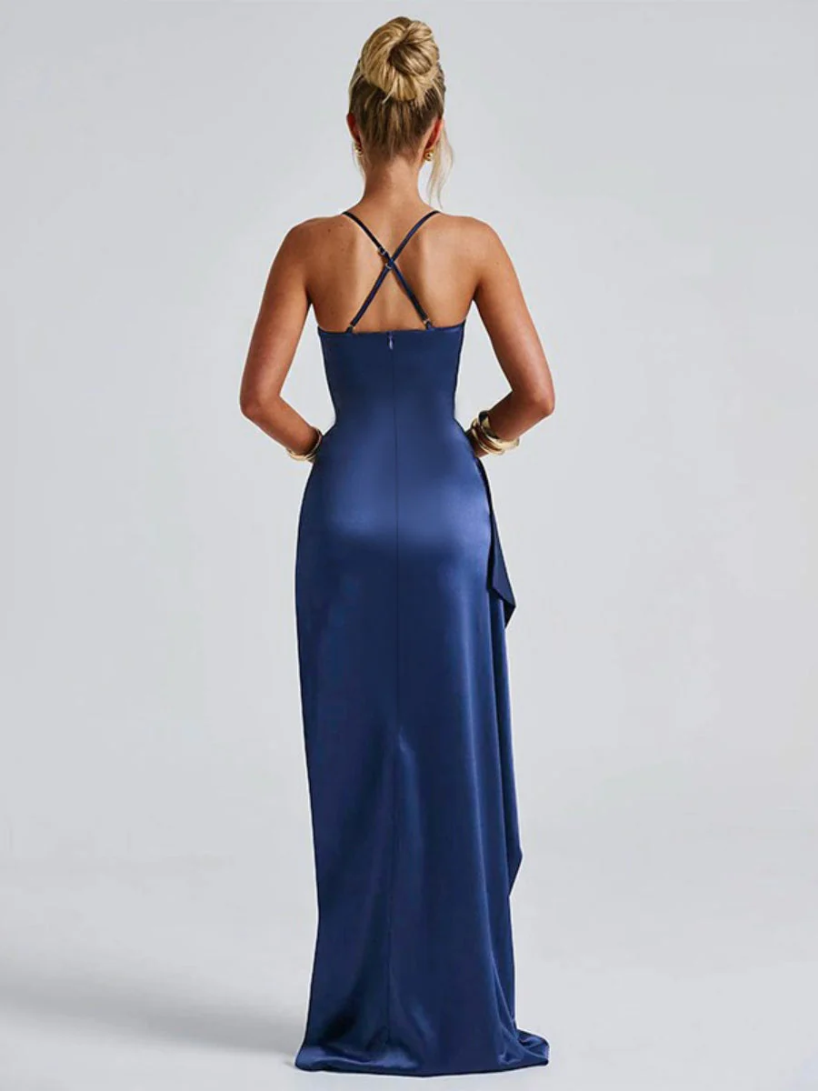 Satin Camisole Sexy Slit Dinner Party Long Dress - Image 2