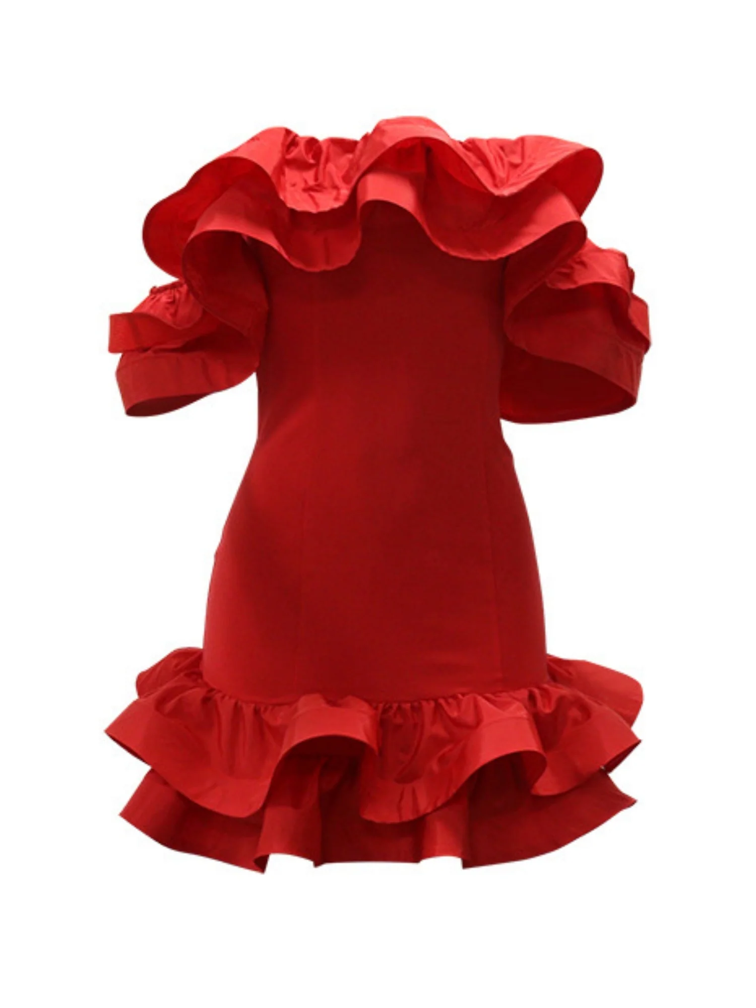 3D Flowers Valentine's Day Off-shoulder Strapless Top Pleated Mini&Short Dresses - Image 5