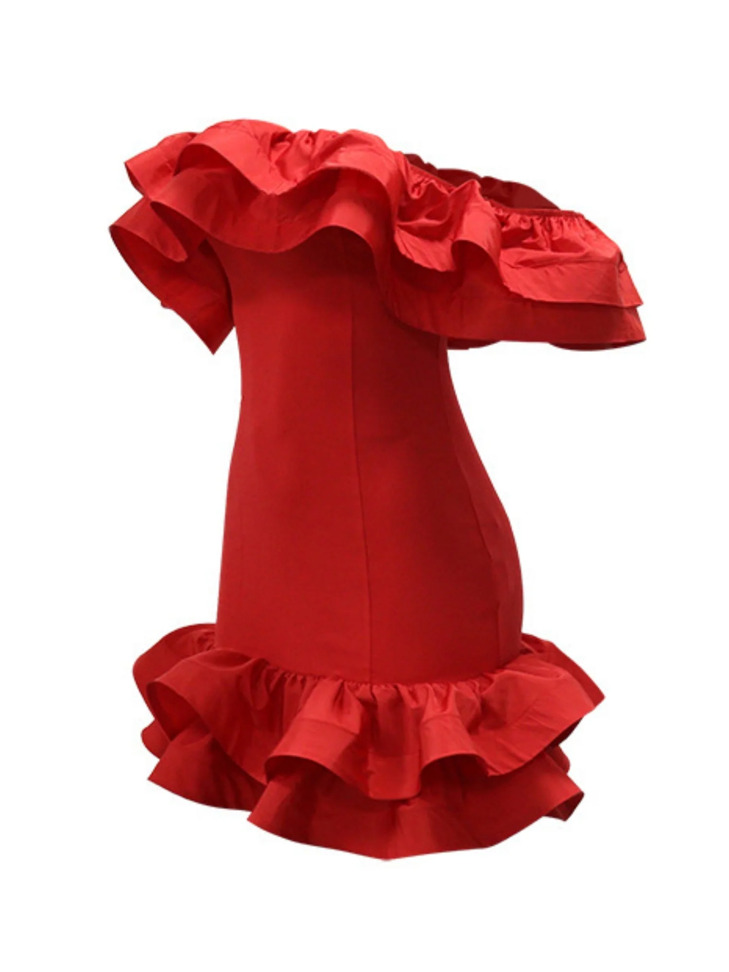3D Flowers Valentine's Day Off-shoulder Strapless Top Pleated Mini&Short Dresses - Image 6