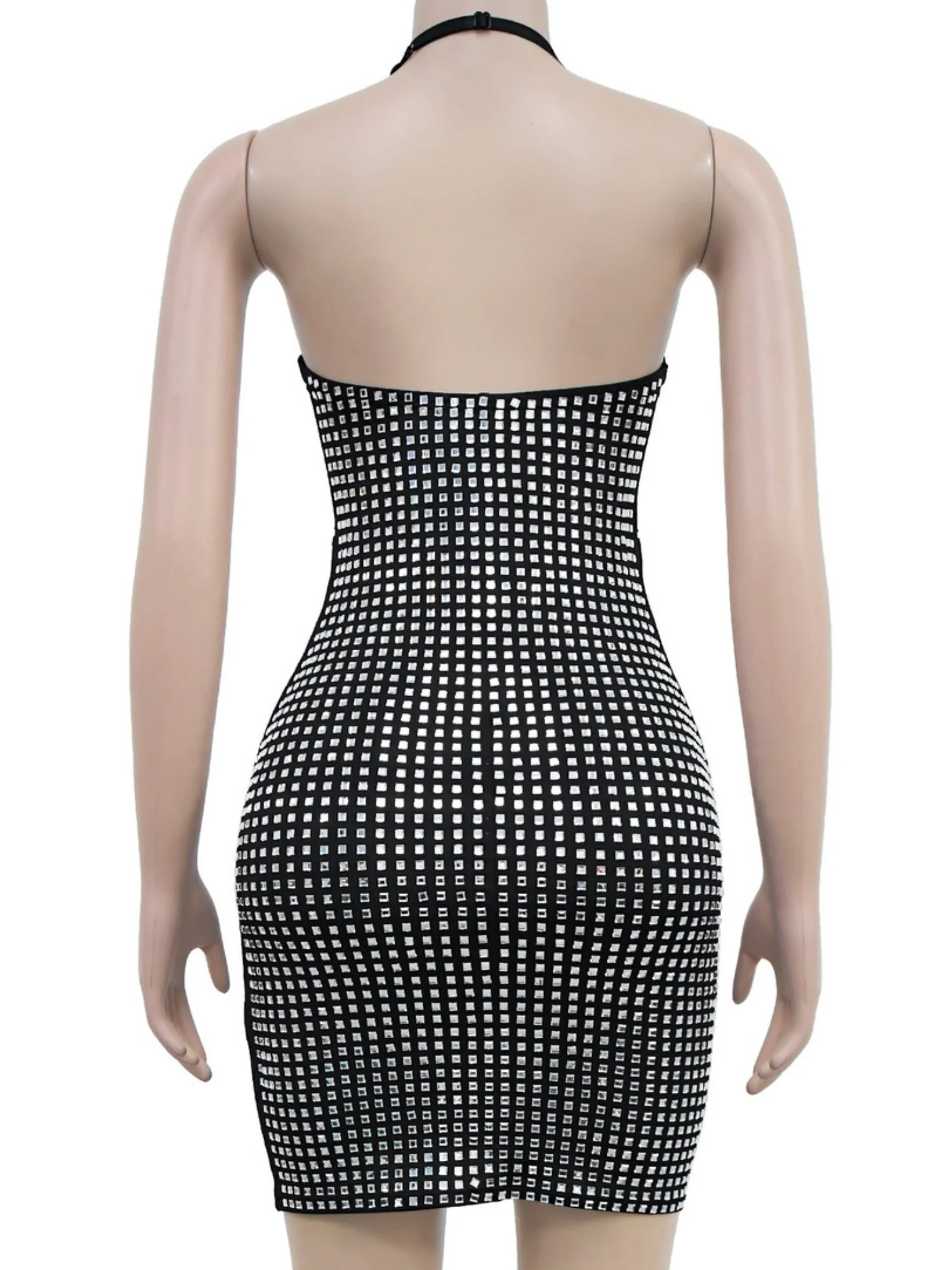 Neckband Rhinestone-studded Slim-fit Hip Wrap Sparkling Party Party Mini&Short Dresses - Image 8