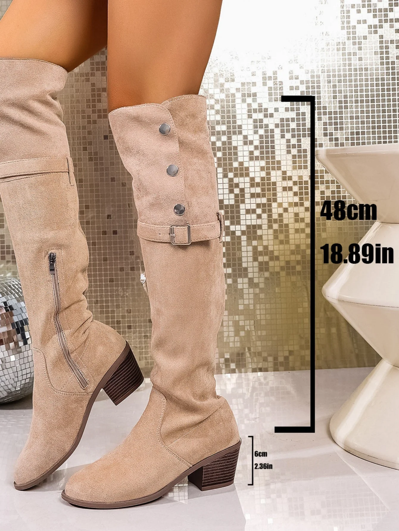 Two-way Suede Women's Knee-high Boots - Image 7