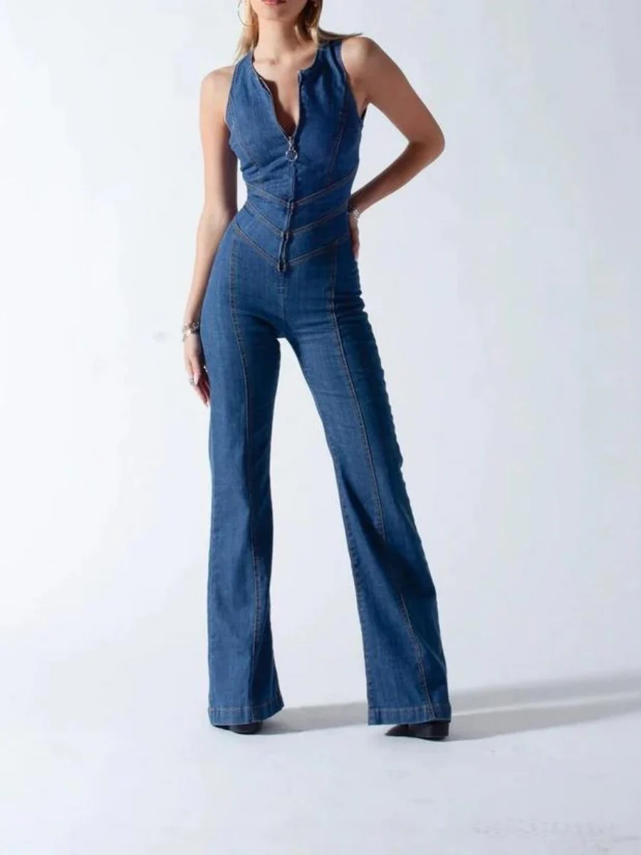 Denim Love High Waist Hollow Backless Jumpsuits - Image 2