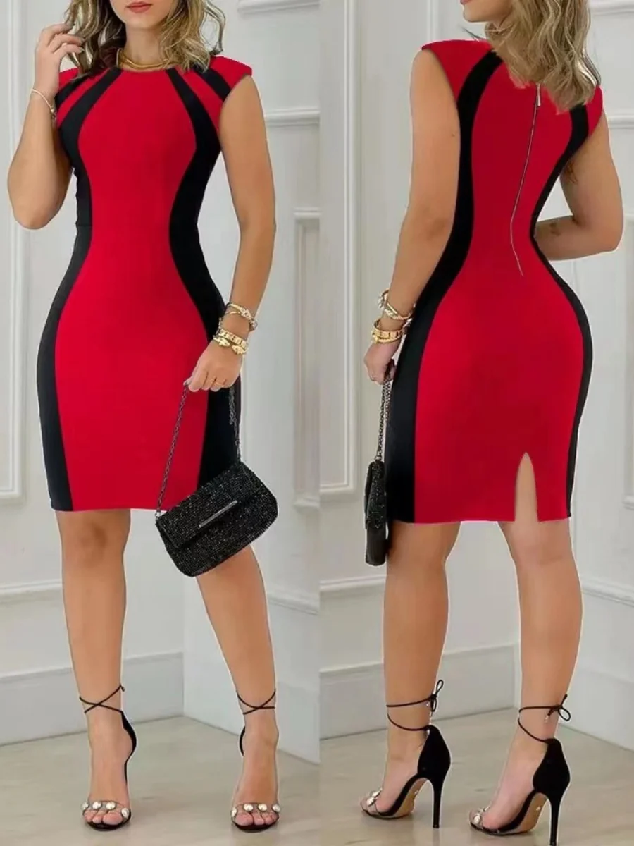 Black And White Splicing Color-blocked Hip-hugging Mini&Short Dresses - Image 9
