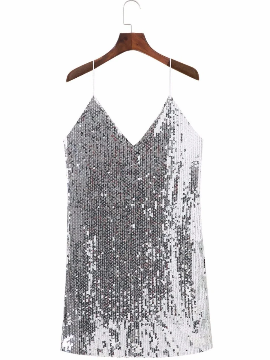 Sequins Sexy Camisoles Formal Dress Mini&Short Dresses - Image 3
