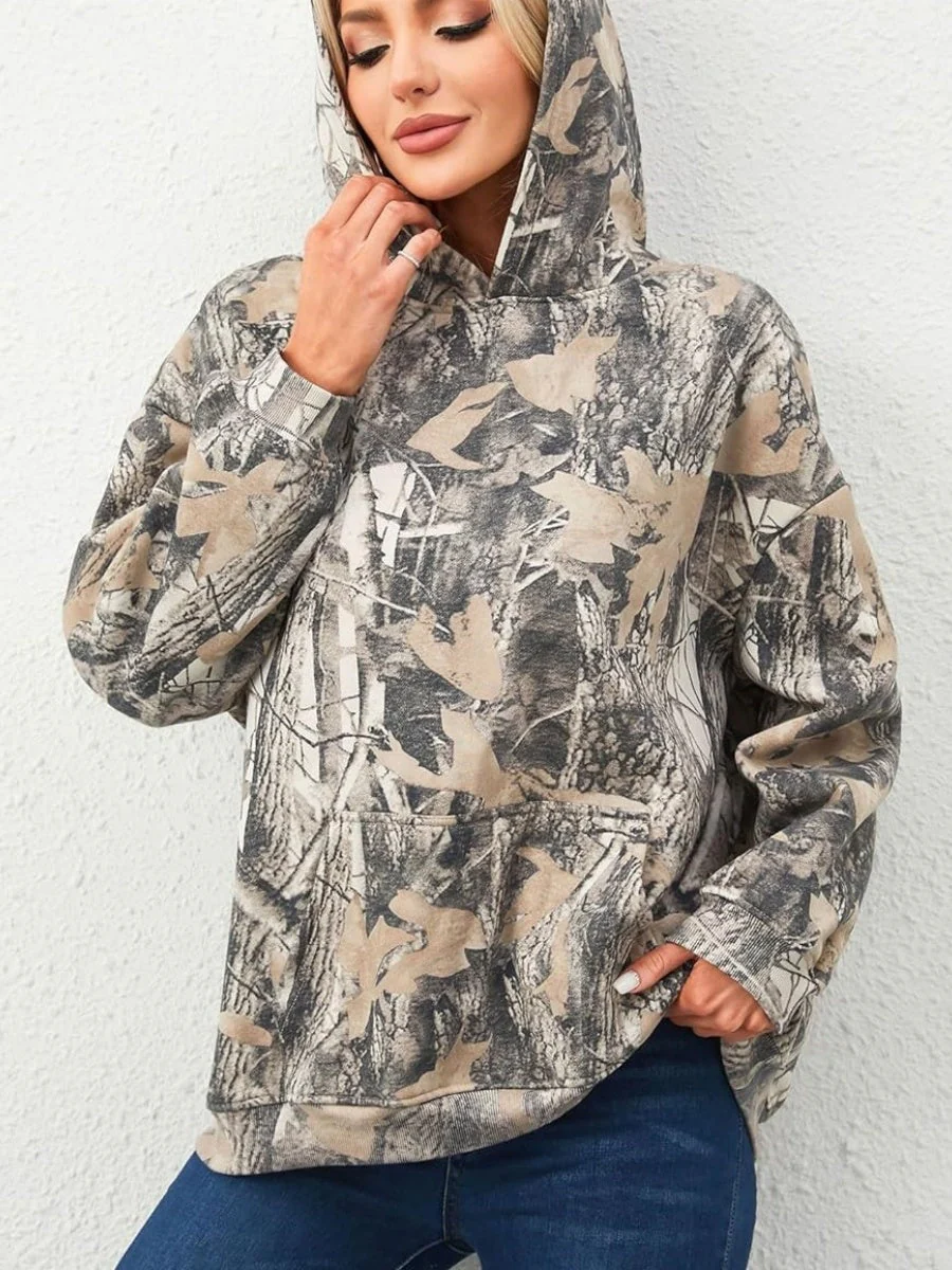 Slip-on Street Style Camouflage Full Print Hooded Jacket Loose Daily Casual Sweatshirt - Image 4