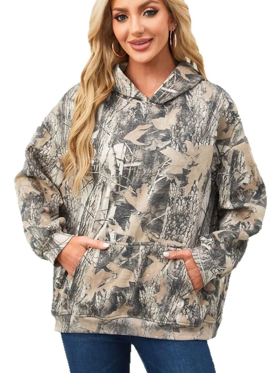 Slip-on Street Style Camouflage Full Print Hooded Jacket Loose Daily Casual Sweatshirt - Image 5