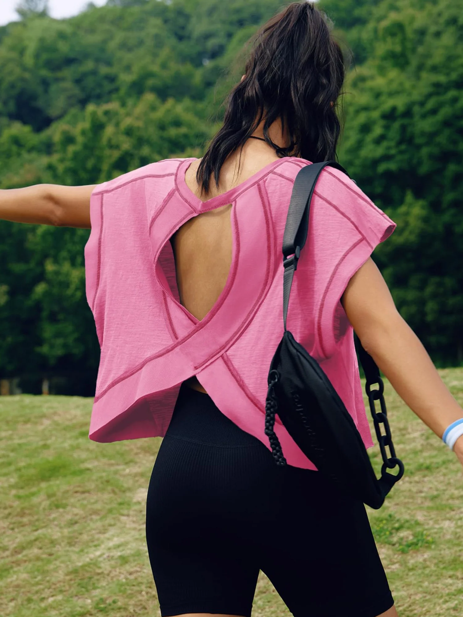 Backless Yoga Relaxed And Casual T-shirts - Image 3